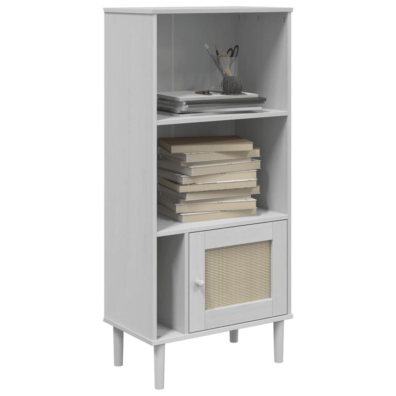 Casa si Gradina - Mobilier - Biblioteci si rafturi - Biblioteci - Biblioteca SENJA aspect ratan alb 60x35x130 cm lemn masiv pin - Infinity.ro