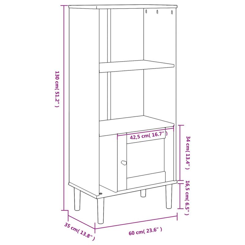 Casa si Gradina - Mobilier - Biblioteci si rafturi - Biblioteci - Biblioteca SENJA aspect ratan alb 60x35x130 cm lemn masiv pin - Infinity.ro