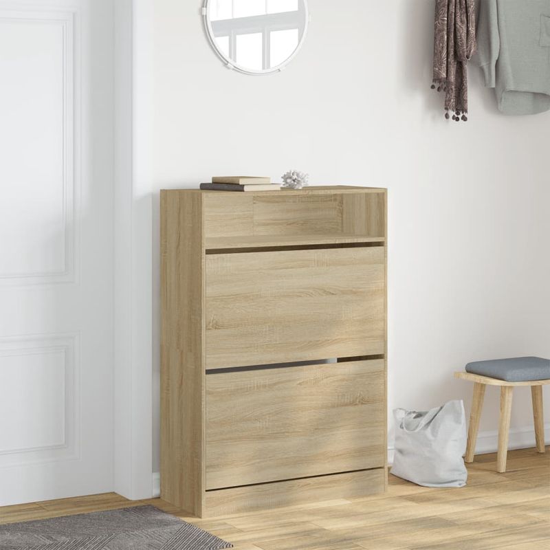 Casa si Gradina - Mobilier - Organizare si depozitare - Organizator incaltaminte - Pantofar cu 2 sertare rabatabile, stejar sonoma, 80x34x116 cm - Infinity.ro
