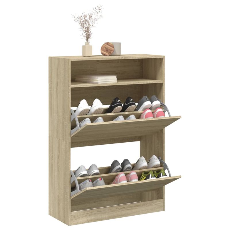 Casa si Gradina - Mobilier - Organizare si depozitare - Organizator incaltaminte - Pantofar cu 2 sertare rabatabile, stejar sonoma, 80x34x116 cm - Infinity.ro