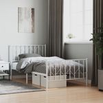 Casa si Gradina - Mobilier - Paturi si accesorii - Paturi - Cadru de pat metalic cu tablie de cap/picioare  alb, 100x200 cm - Infinity.ro