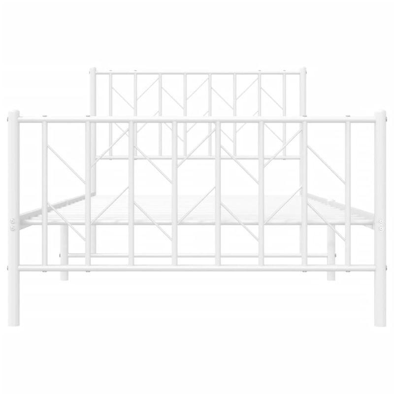 Casa si Gradina - Mobilier - Paturi si accesorii - Paturi - Cadru de pat metalic cu tablie de cap/picioare  alb, 100x200 cm - Infinity.ro