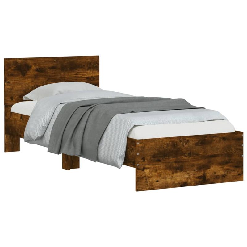 Casa si Gradina - Mobilier - Paturi si accesorii - Paturi - Cadru de pat cu tablie stejar fumuriu 75x190 cm lemn prelucrat - Infinity.ro
