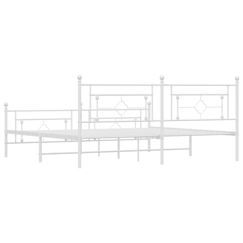 Casa si Gradina - Mobilier - Paturi si accesorii - Paturi - Cadru de pat metalic cu tablie de cap/picioare, alb, 193x203 cm - Infinity.ro