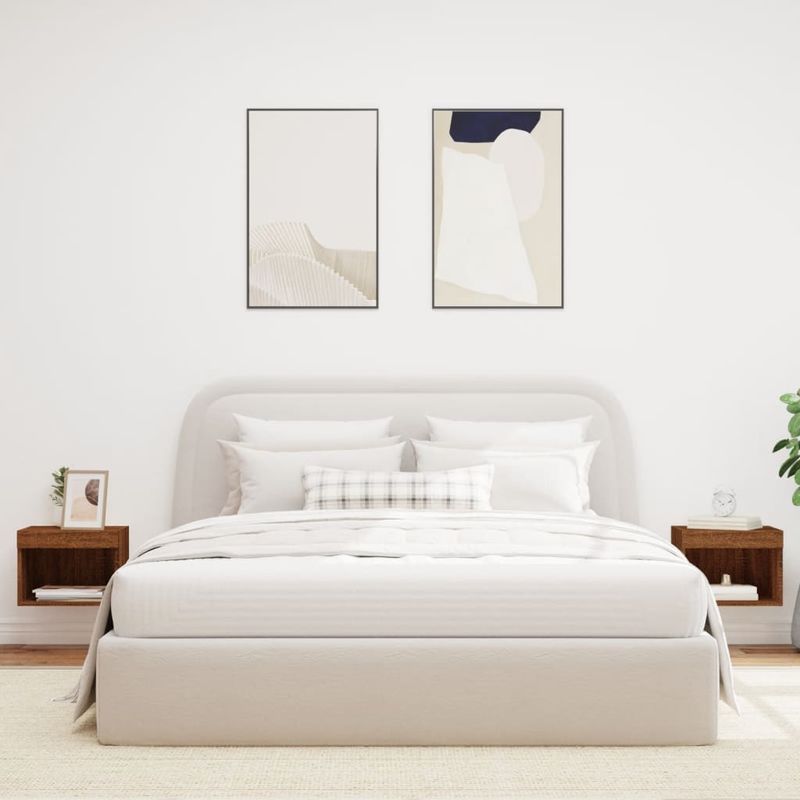 Casa si Gradina - Mobilier - Comode si corpuri - Comode - Noptiera cu Lumini LED Montate pe perete 2 buc Stejar Maro - Infinity.ro