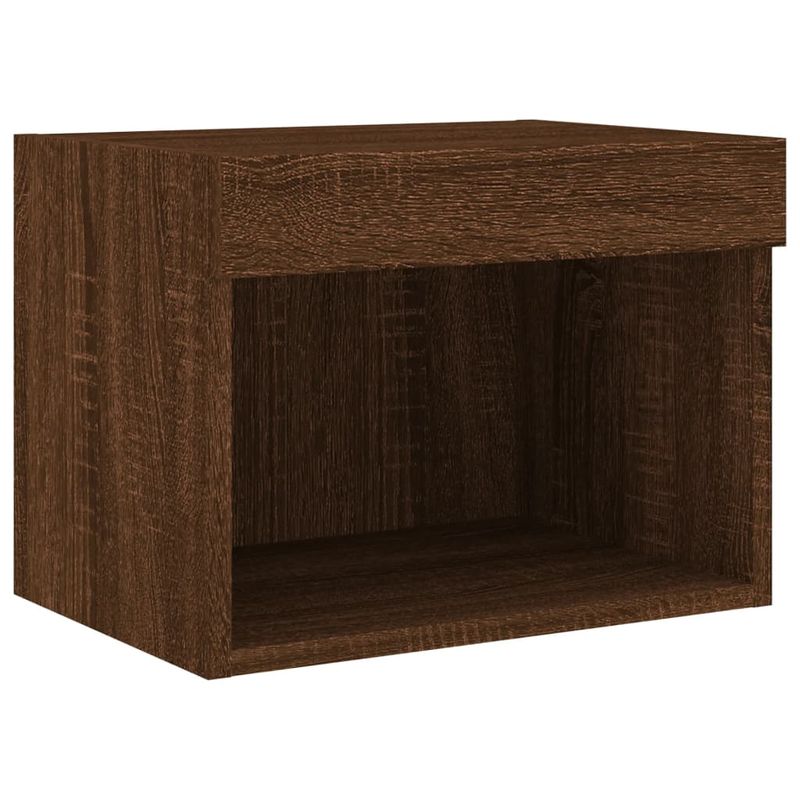 Casa si Gradina - Mobilier - Comode si corpuri - Comode - Noptiera cu Lumini LED Montate pe perete 2 buc Stejar Maro - Infinity.ro