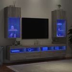 Casa si Gradina - Mobilier - Comode si corpuri - Comode - Comode TV cu lumini LED, 2 buc., gri sonoma, 40,5x30x90 cm - Infinity.ro