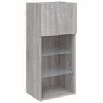 Casa si Gradina - Mobilier - Comode si corpuri - Comode - Comode TV cu lumini LED, 2 buc., gri sonoma, 40,5x30x90 cm - Infinity.ro