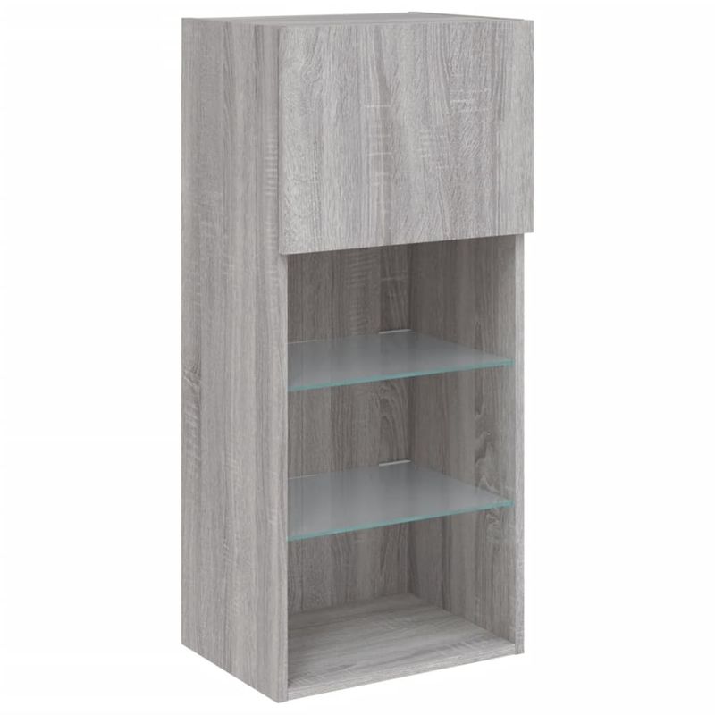 Casa si Gradina - Mobilier - Comode si corpuri - Comode - Comode TV cu lumini LED, 2 buc., gri sonoma, 40,5x30x90 cm - Infinity.ro