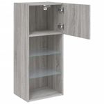 Casa si Gradina - Mobilier - Comode si corpuri - Comode - Comode TV cu lumini LED, 2 buc., gri sonoma, 40,5x30x90 cm - Infinity.ro