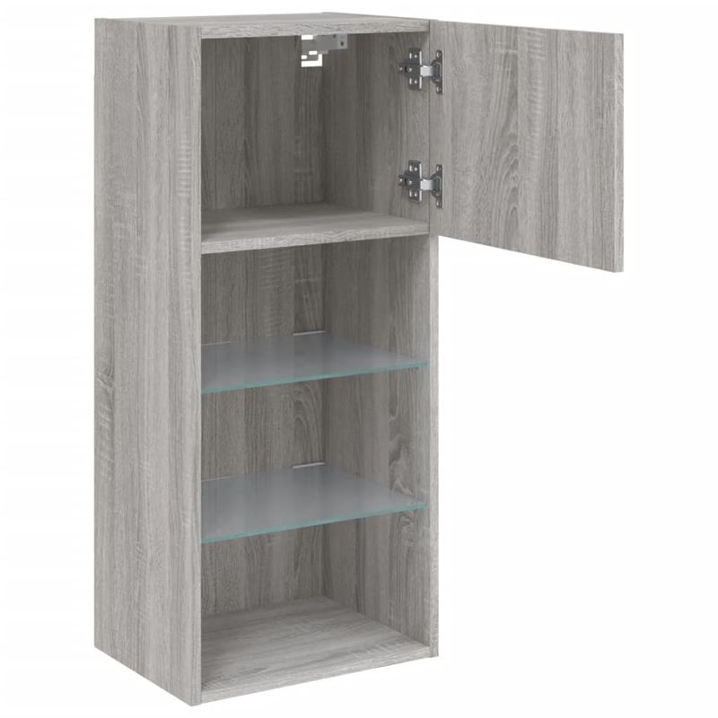 Casa si Gradina - Mobilier - Comode si corpuri - Comode - Comode TV cu lumini LED, 2 buc., gri sonoma, 40,5x30x90 cm - Infinity.ro
