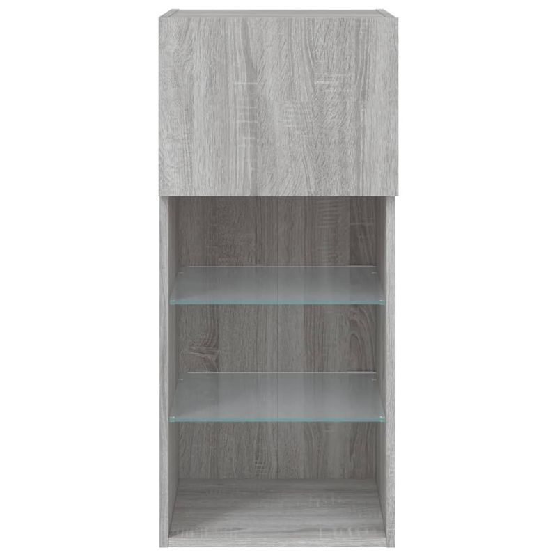 Casa si Gradina - Mobilier - Comode si corpuri - Comode - Comode TV cu lumini LED, 2 buc., gri sonoma, 40,5x30x90 cm - Infinity.ro