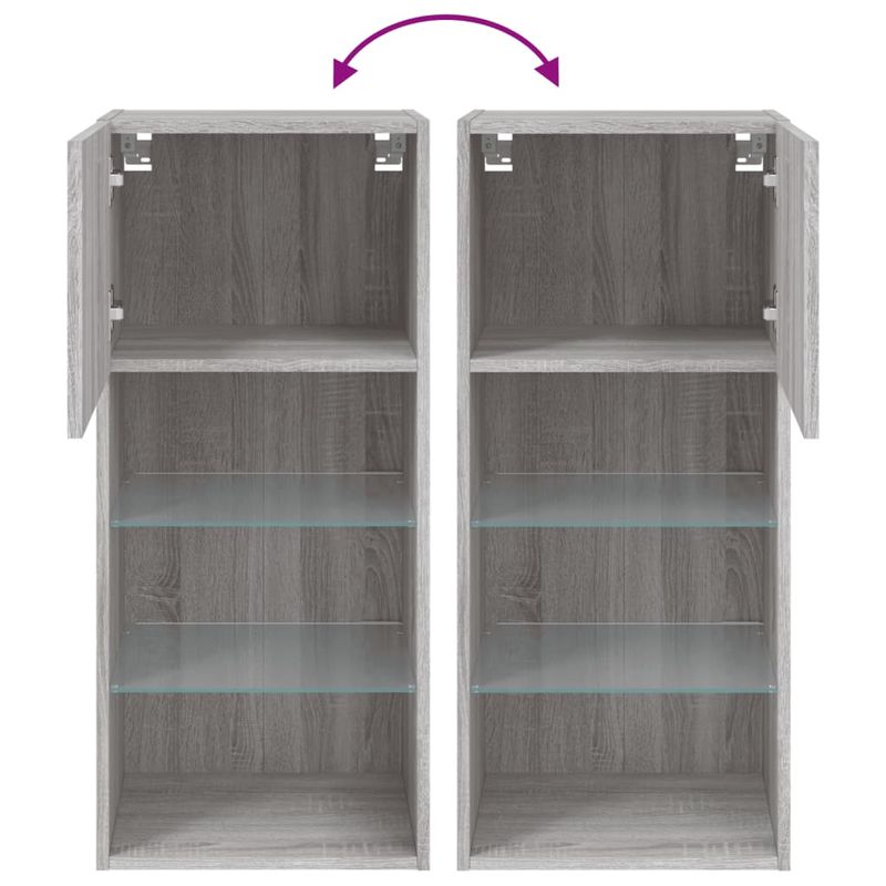 Casa si Gradina - Mobilier - Comode si corpuri - Comode - Comode TV cu lumini LED, 2 buc., gri sonoma, 40,5x30x90 cm - Infinity.ro