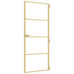 Casa si Gradina - Constructii - Usi interior, exterior si garaj - Usi garaj - Usa de interior Slim auriu 83x201,5cm sticla temperata/aluminiu, auriu și mat, model 3 bare orizontale - Infinity.ro
