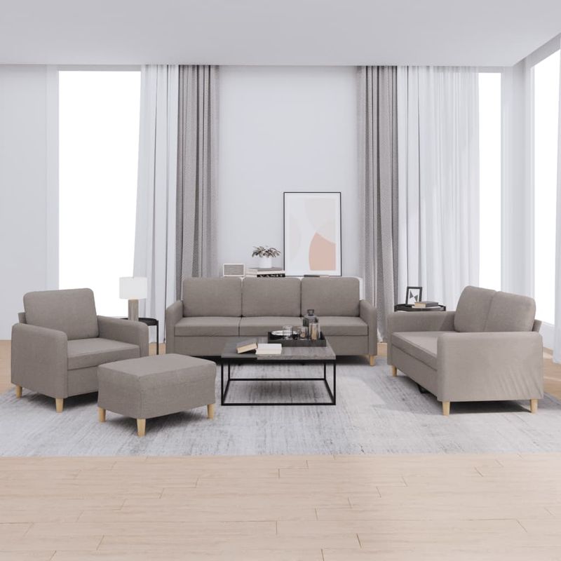 Casa si Gradina - Mobilier - Seturi de mobilier - Seturi living - Set de canapea cu perne, 4 piese, gri taupe, material textil - Infinity.ro