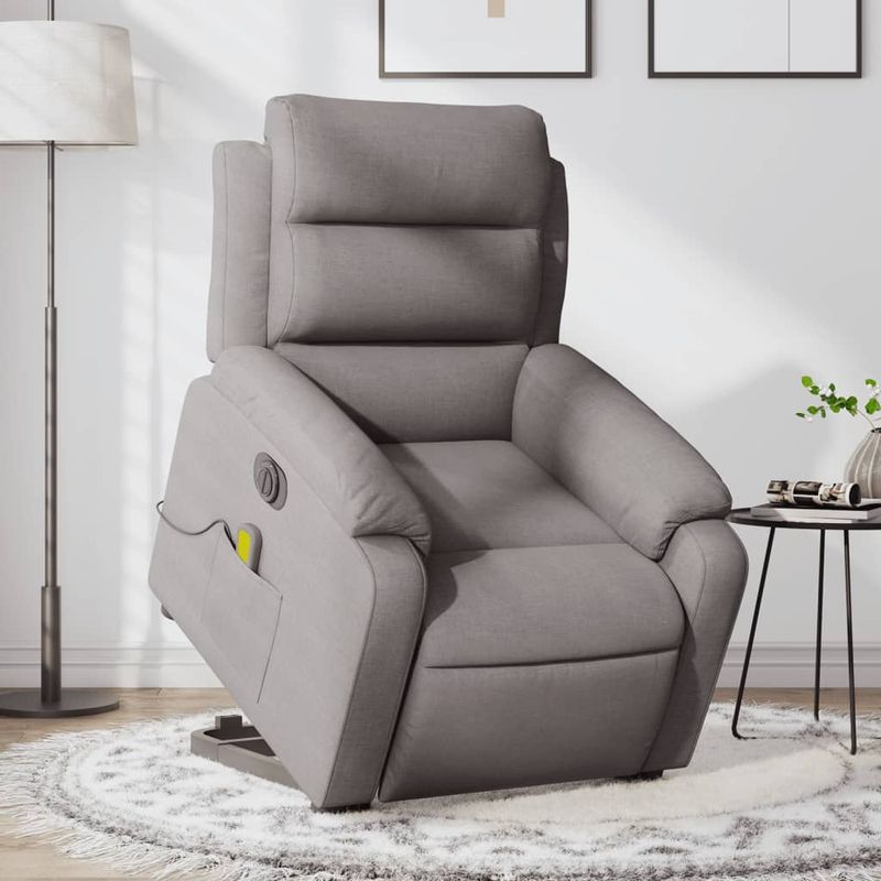 Ingrijire personala si Cosmetice - Sanatate si wellness - Articole wellness - Fotolii de masaj - Fotoliu electric masaj rabatabil cu ridicare, gri taupe, textil - Infinity.ro