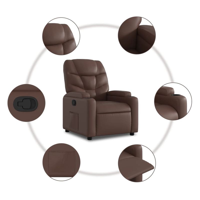 Casa si Gradina - Mobilier - Scaune si fotolii - Fotolii - Fotoliu rabatabil, maro, piele ecologica - Infinity.ro