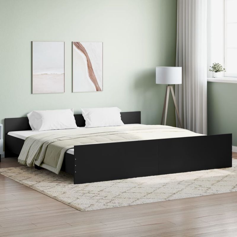 Casa si Gradina - Mobilier - Paturi si accesorii - Paturi - Cadru pat metalic cu tablii de cap/picioare, negru, 200x200 cm - Infinity.ro