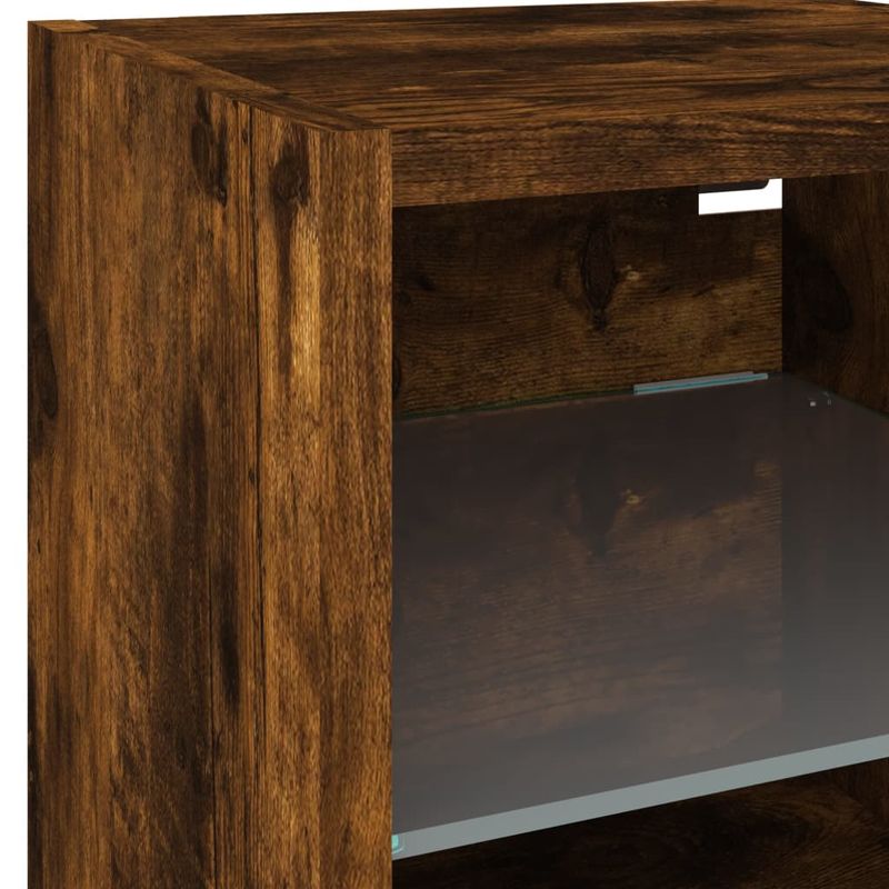 Casa si Gradina - Mobilier - Comode si corpuri - Comode - Comoda TV de perete cu lumini LED, stejar fumuriu 30x28,5x30 cm - Infinity.ro