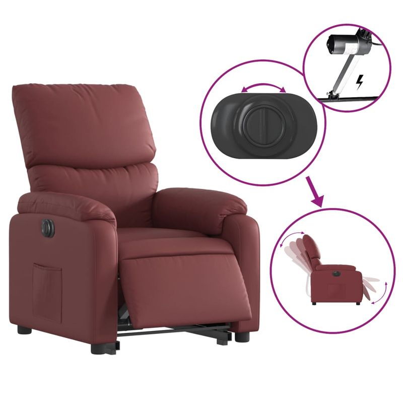 Casa si Gradina - Mobilier - Scaune si fotolii - Fotolii - Fotoliu rabatabil electric cu ridicare, rosu vin - Infinity.ro