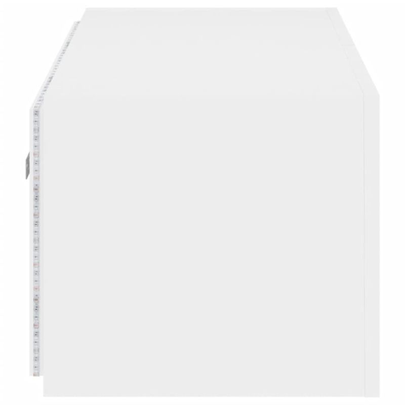 Casa si Gradina - Mobilier - Comode si corpuri - Comode - Comoda TV de perete cu lumini LED, alb, 80x35x31 cm - Infinity.ro