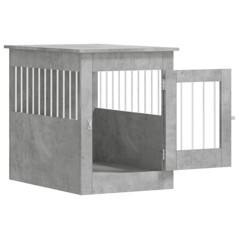 Petshop - Accesorii petshop - Culcusuri si custi - Custi interior si exterior - Lada pentru caini, gri beton, 55x80x68 cm, lemn compozit - Infinity.ro