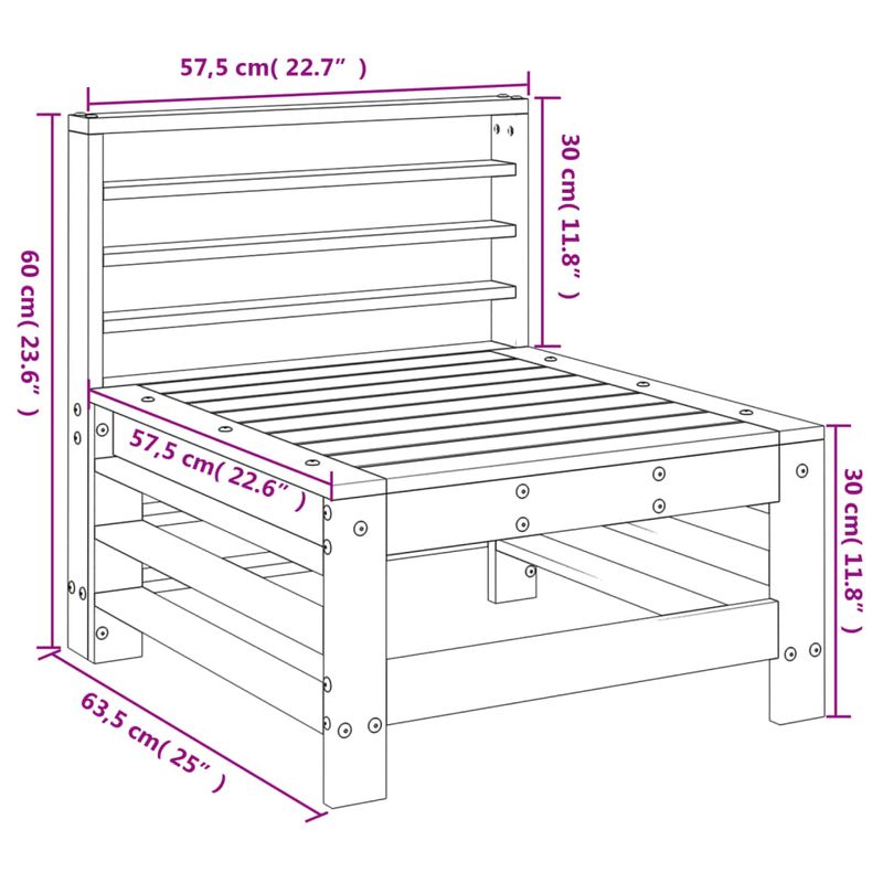 Casa si Gradina - Gradina si terasa - Mobilier exterior - Canapele si fotolii gradina - Canapea de mijloc pentru gradina, alb, lemn masiv de pin - Infinity.ro