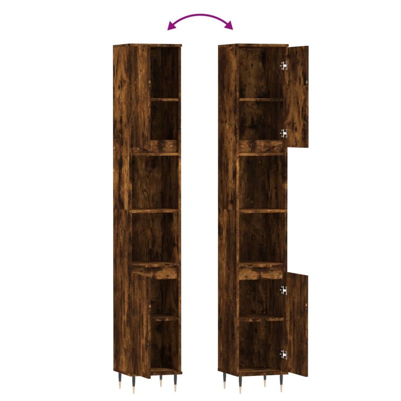 Casa si Gradina - Mobilier - Mobilier baie - Corpuri baie - Dulap de baie, stejar afumat, 30x30x190 cm, lemn prelucrat - Infinity.ro
