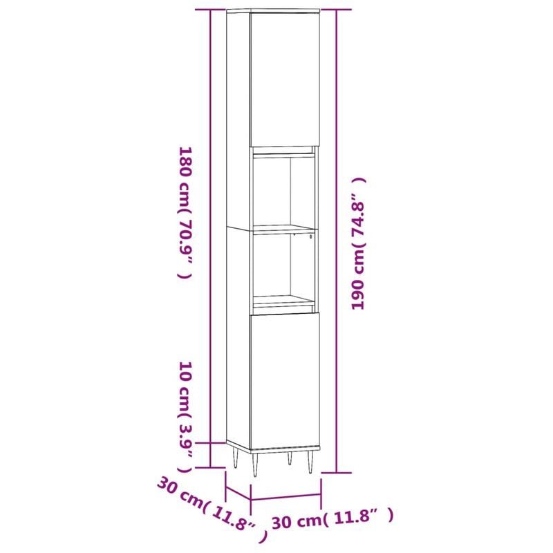Casa si Gradina - Mobilier - Mobilier baie - Corpuri baie - Dulap de baie, stejar afumat, 30x30x190 cm, lemn prelucrat - Infinity.ro