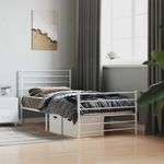 Casa si Gradina - Mobilier - Paturi si accesorii - Paturi - Cadru de pat metalic cu tablie de cap/picioare, alb, 90x190 cm - Infinity.ro