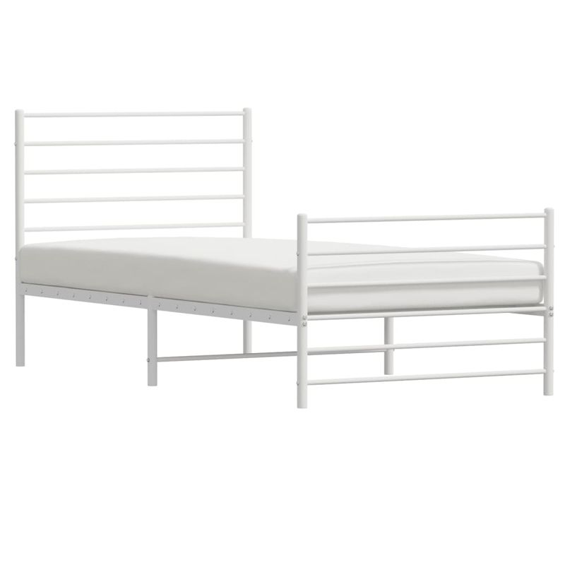 Casa si Gradina - Mobilier - Paturi si accesorii - Paturi - Cadru de pat metalic cu tablie de cap/picioare, alb, 90x190 cm - Infinity.ro