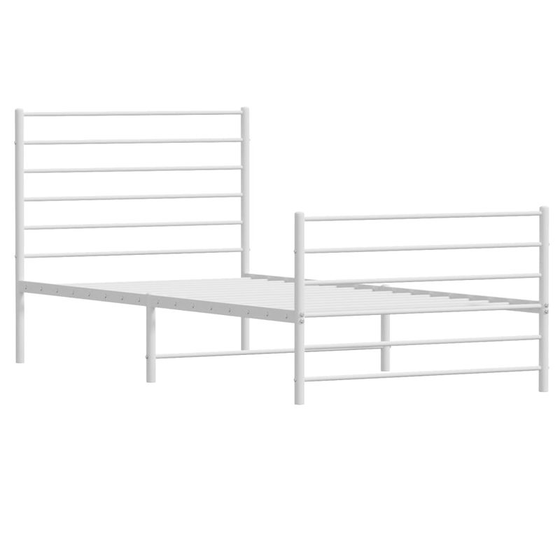 Casa si Gradina - Mobilier - Paturi si accesorii - Paturi - Cadru de pat metalic cu tablie de cap/picioare, alb, 90x190 cm - Infinity.ro