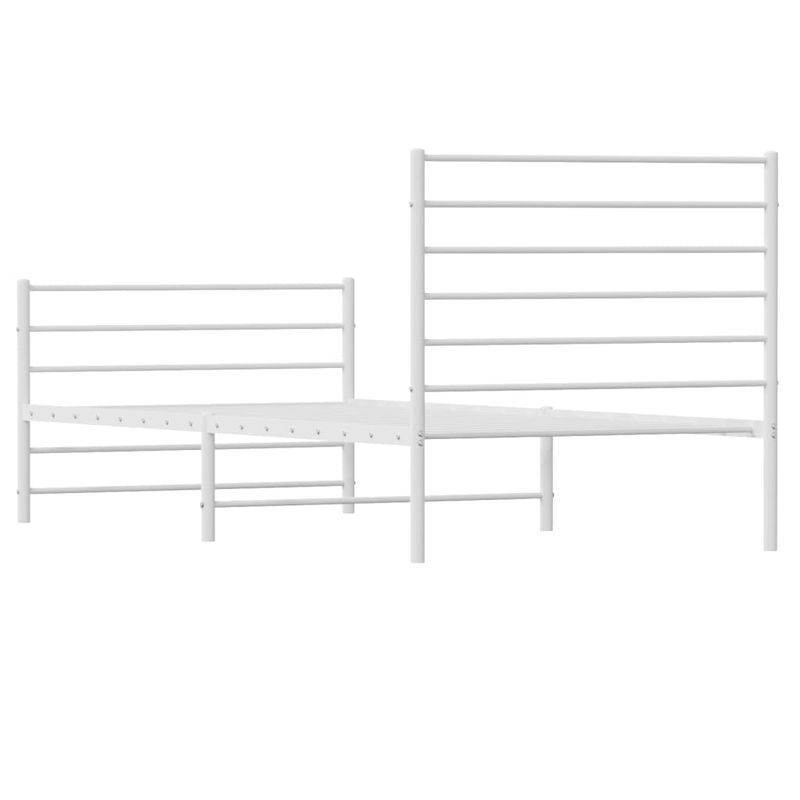 Casa si Gradina - Mobilier - Paturi si accesorii - Paturi - Cadru de pat metalic cu tablie de cap/picioare, alb, 90x190 cm - Infinity.ro