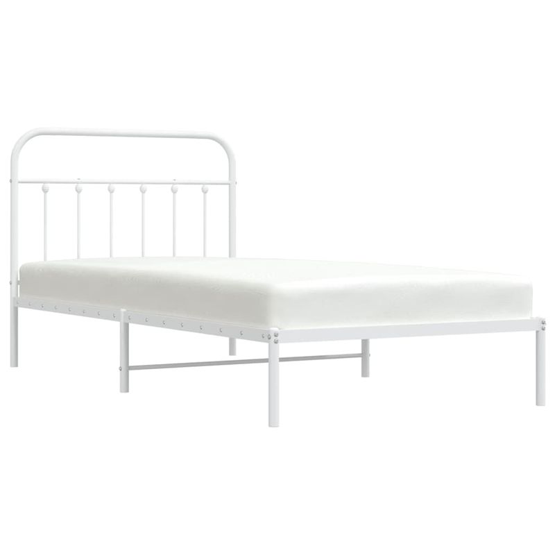 Casa si Gradina - Mobilier - Paturi si accesorii - Paturi - Cadru de pat din metal cu tablie, alb, 100x200 cm - Infinity.ro