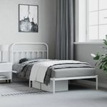 Casa si Gradina - Mobilier - Paturi si accesorii - Paturi - Cadru de pat din metal cu tablie, alb, 100x200 cm - Infinity.ro
