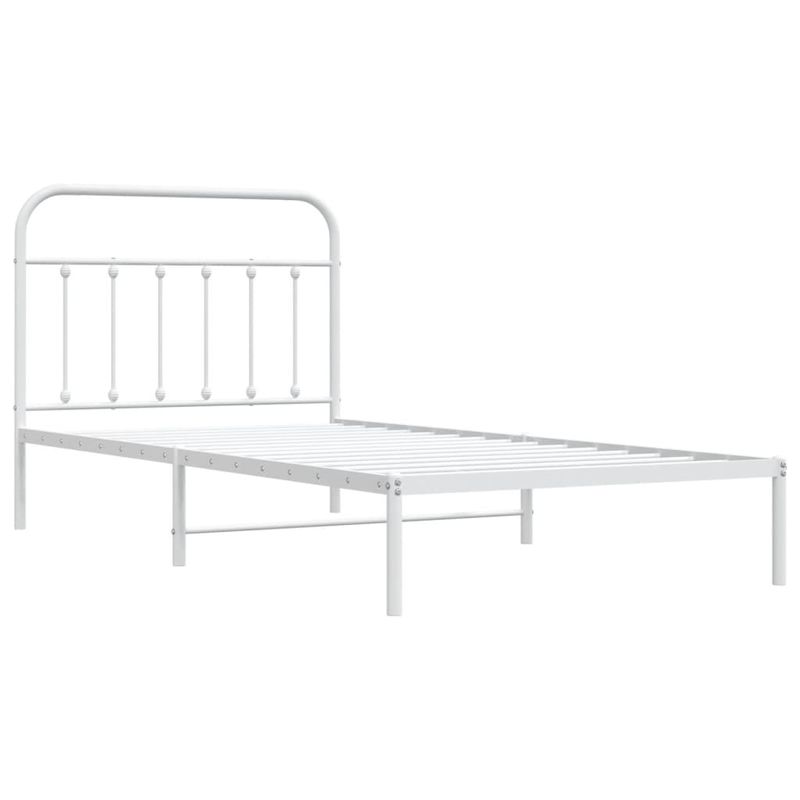 Casa si Gradina - Mobilier - Paturi si accesorii - Paturi - Cadru de pat din metal cu tablie, alb, 100x200 cm - Infinity.ro