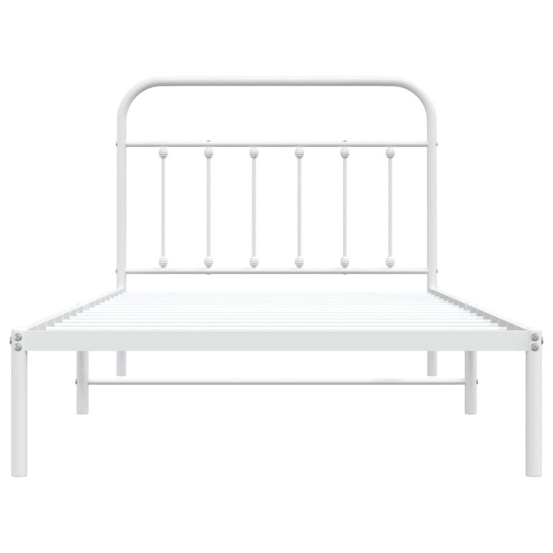 Casa si Gradina - Mobilier - Paturi si accesorii - Paturi - Cadru de pat din metal cu tablie, alb, 100x200 cm - Infinity.ro