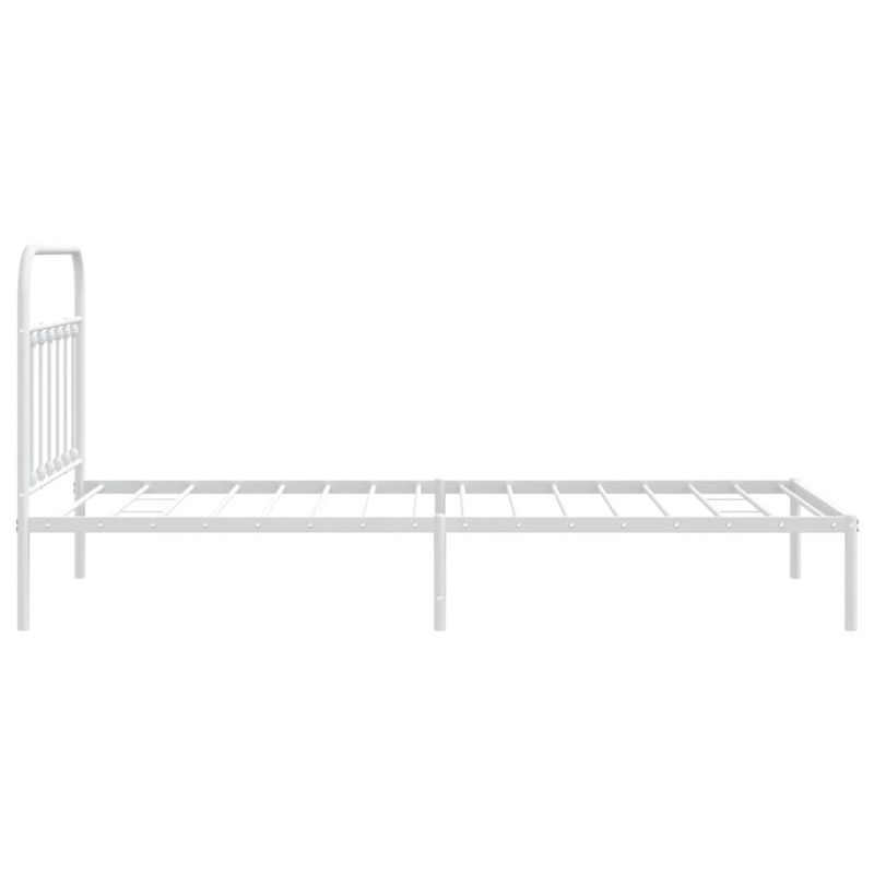 Casa si Gradina - Mobilier - Paturi si accesorii - Paturi - Cadru de pat din metal cu tablie, alb, 100x200 cm - Infinity.ro