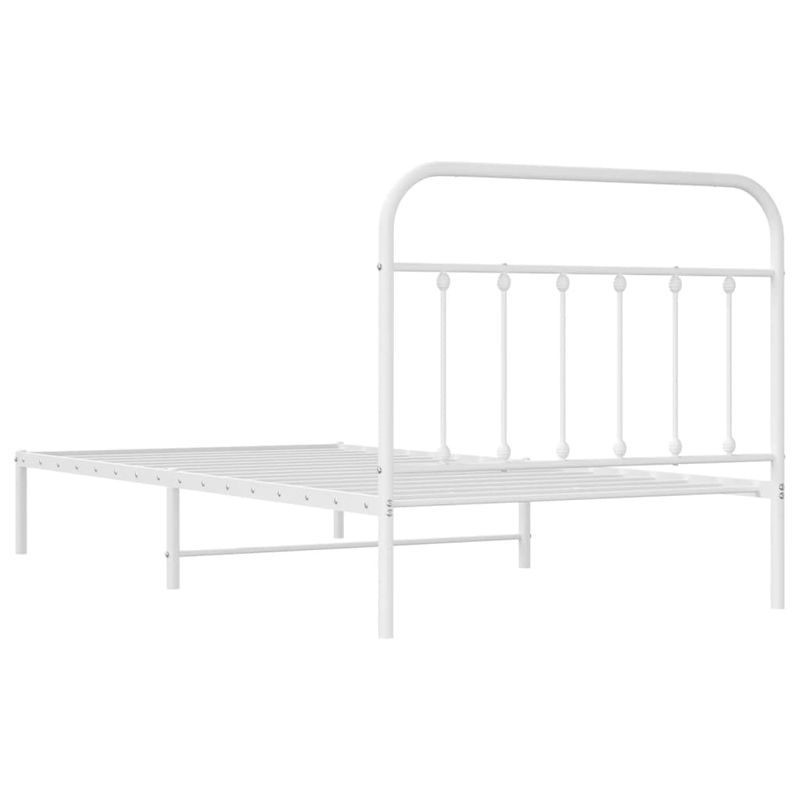 Casa si Gradina - Mobilier - Paturi si accesorii - Paturi - Cadru de pat din metal cu tablie, alb, 100x200 cm - Infinity.ro
