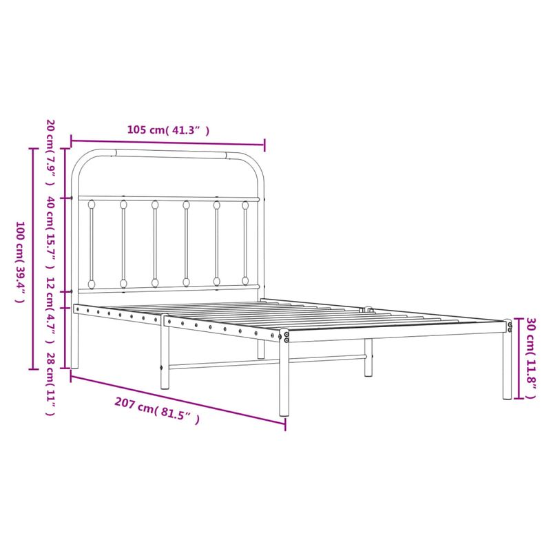 Casa si Gradina - Mobilier - Paturi si accesorii - Paturi - Cadru de pat din metal cu tablie, alb, 100x200 cm - Infinity.ro