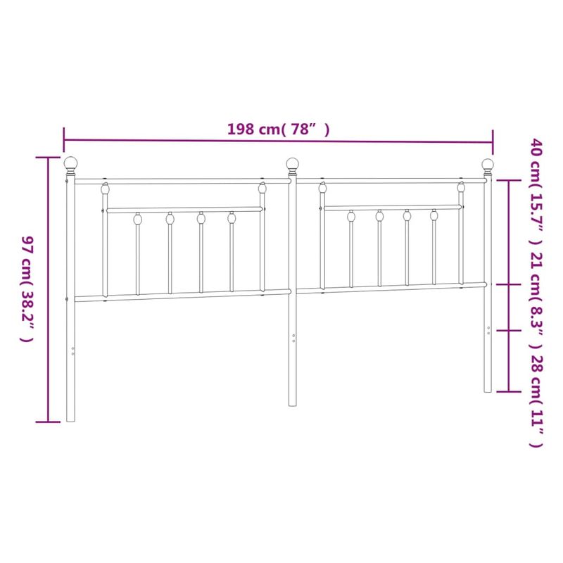 Casa si Gradina - Mobilier - Paturi si accesorii - Accesorii paturi - Tablie de pat metalica, negru, 193 cm - Infinity.ro