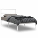 Casa si Gradina - Mobilier - Paturi si accesorii - Paturi - Cadru de pat din metal cu tablie, alb, 100x200 cm - Infinity.ro