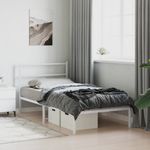 Casa si Gradina - Mobilier - Paturi si accesorii - Paturi - Cadru de pat din metal cu tablie, alb, 100x200 cm - Infinity.ro