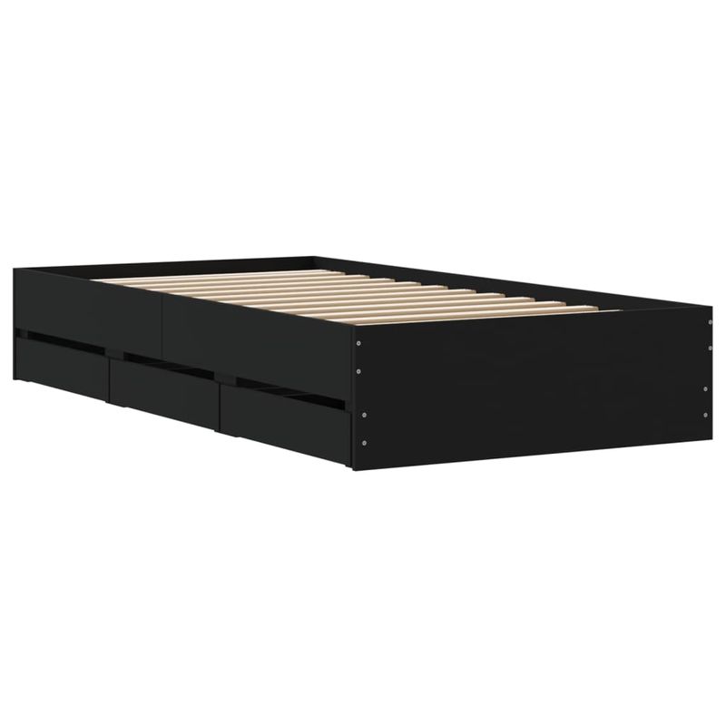 Casa si Gradina - Mobilier - Paturi si accesorii - Paturi - Cadru de pat cu sertare, negru, 100x200 cm, lemn prelucrat - Infinity.ro