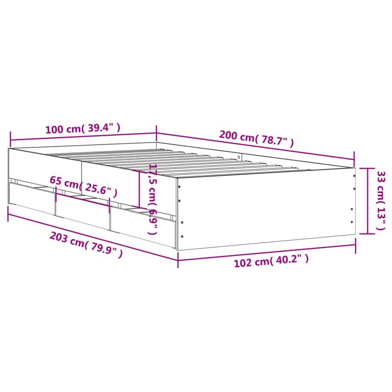 Casa si Gradina - Mobilier - Paturi si accesorii - Paturi - Cadru de pat cu sertare, negru, 100x200 cm, lemn prelucrat - Infinity.ro