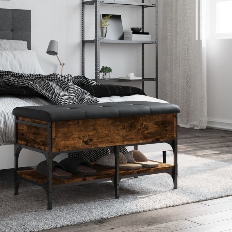 Casa si Gradina - Mobilier - Organizare si depozitare - Bancute - Banca de pantofi, stejar fumuriu, 82x42x45 cm, lemn prelucrat - Infinity.ro