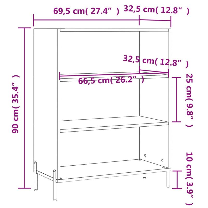 Casa si Gradina - Mobilier - Comode si corpuri - Comode - Dulap cu rafturi, gri beton, 69,5x32,5x90 cm, lemn compozit - Infinity.ro