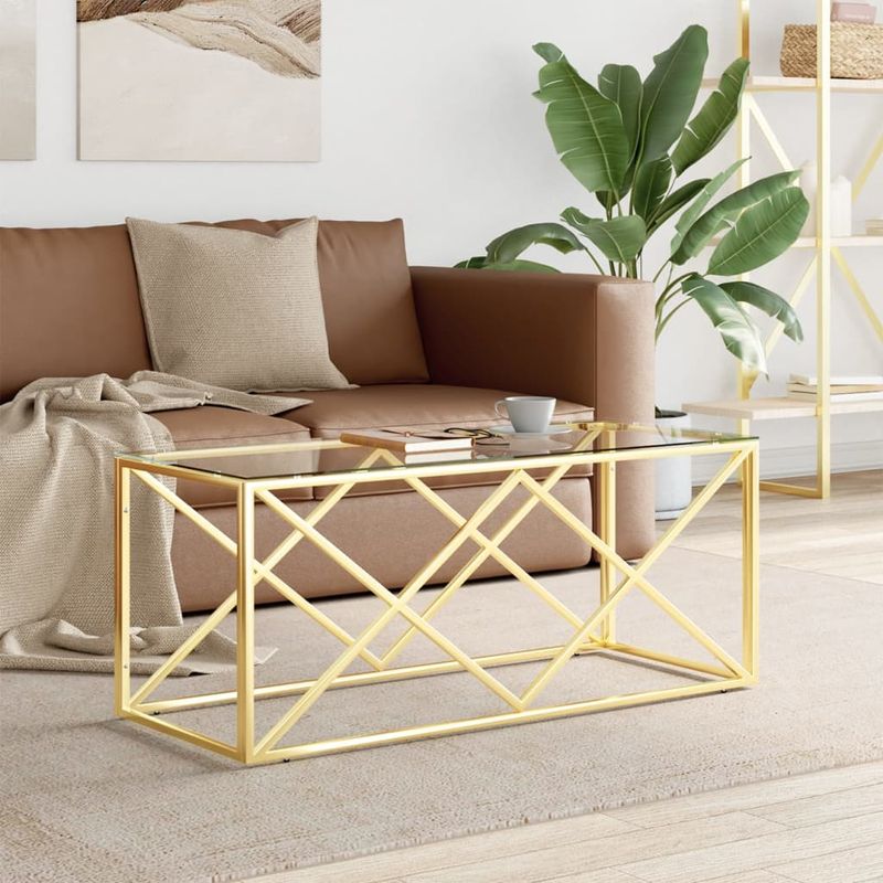 Casa si Gradina - Mobilier - Mese si birouri - Masute de cafea - Masa de cafea, 110x45x45 cm, otel inoxidabil si sticla - Infinity.ro