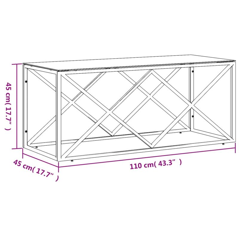 Casa si Gradina - Mobilier - Mese si birouri - Masute de cafea - Masa de cafea, 110x45x45 cm, otel inoxidabil si sticla - Infinity.ro