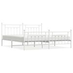 Casa si Gradina - Mobilier - Paturi si accesorii - Paturi - Cadru de pat metalic cu tablie, alb, 200x200 cm - Infinity.ro